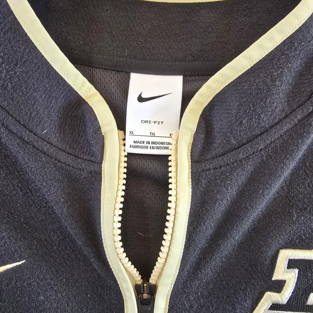 Nike Dri-Fit Purdue Boilermakers Quarter Zip Pullover Jacket Black Gold Mens XL - Picture 2 of 4